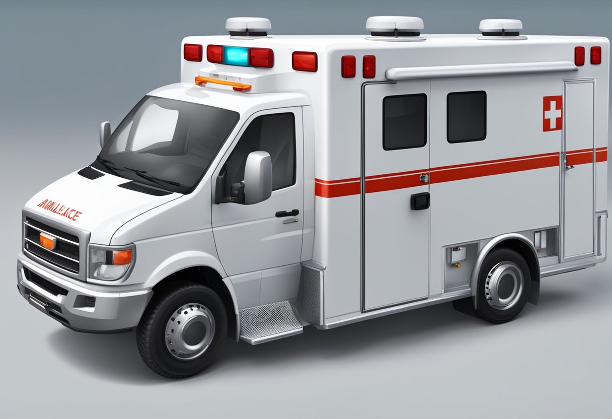 Uma ambulância moderna com um interior suave e confortável, equipada com recursos de segurança para o transporte de pacientes.