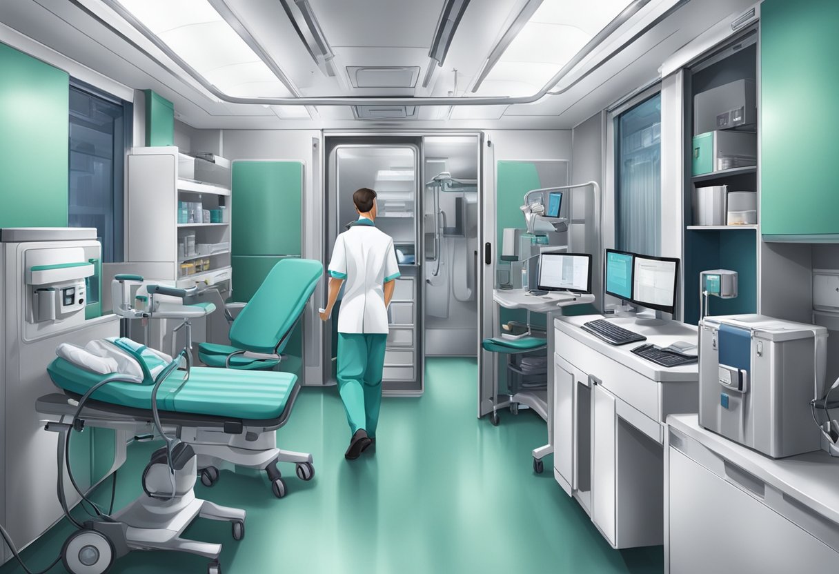 UTI Móvel Particular: Solução Eficiente para Emergências Médicas 4 Uma equipe médica utilizando equipamentos avançados dentro de uma unidade móvel privada