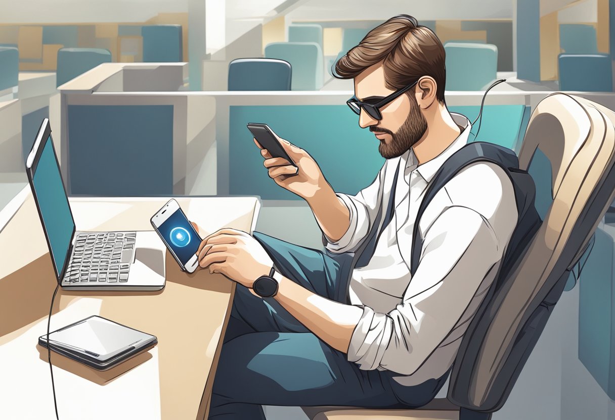 UTI Móvel Particular: Solução Eficiente para Emergências Médicas 6 Uma pessoa usando um dispositivo móvel em uma área privada, com uma sensação de disponibilidade e mobilidade