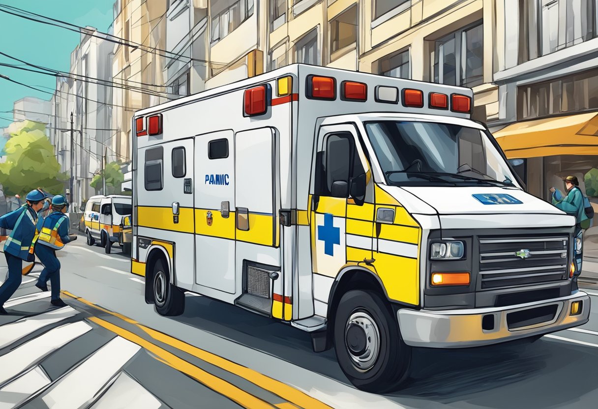 Emergências Médicas Curitiba: Guia Completo para Atendimento Urgente 5 Uma equipe de paramédicos corre pelas ruas de Curitiba, com as luzes da ambulância piscando enquanto navegam pelo trânsito para chegar a uma emergência médica.