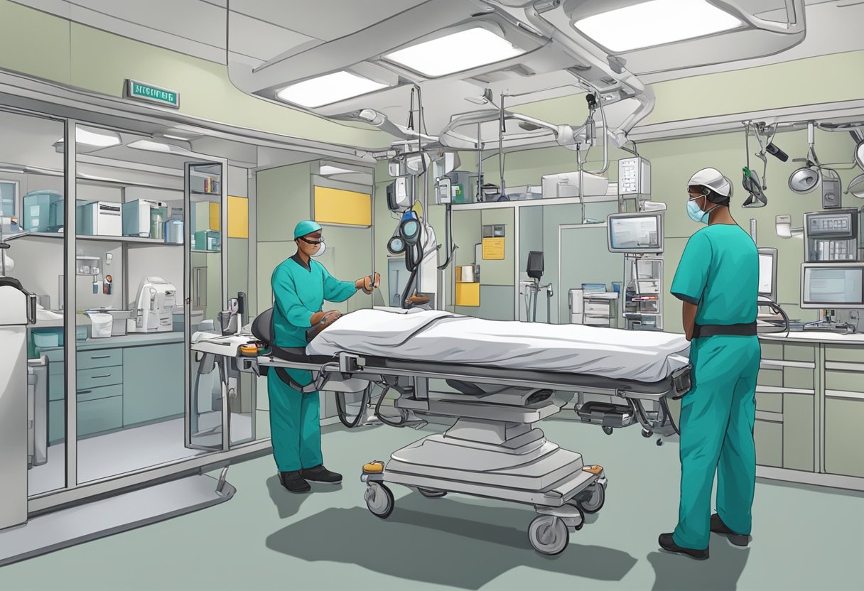 Emergências Médicas Curitiba: Guia Completo para Atendimento Urgente 7 Uma figura calma em um ambiente médico, cercada por equipamentos de emergência e pessoal.