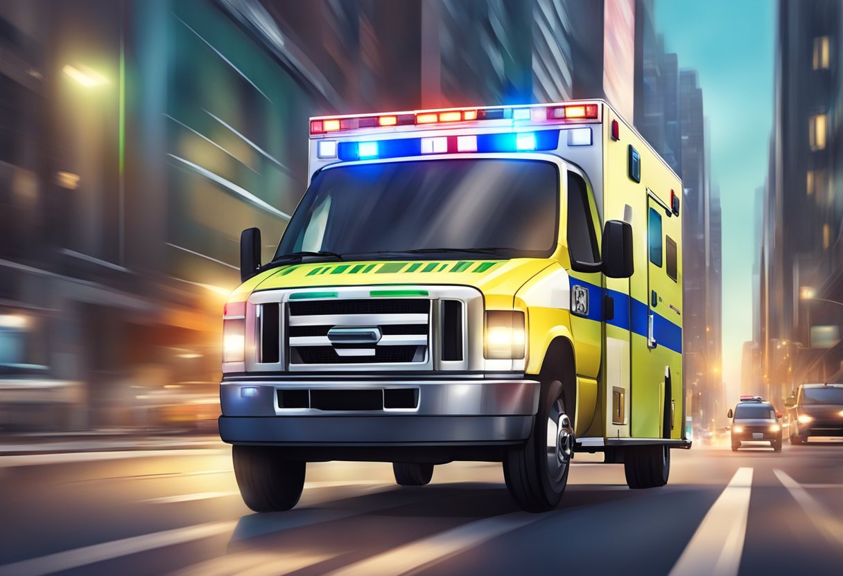 Transporte Ambulância Particular: Benefícios e Considerações Essenciais 1 Uma ambulância particular acelerando pelas ruas da cidade com luzes piscando e sirenes tocando.