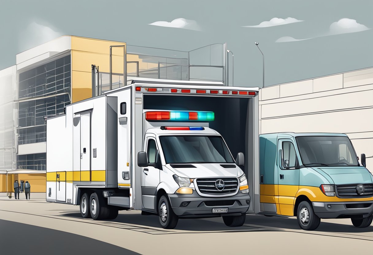 Transporte Ambulância Particular: Benefícios e Considerações Essenciais 2 Uma ambulância sendo carregada em um caminhão de transporte para operações médicas privadas e logística