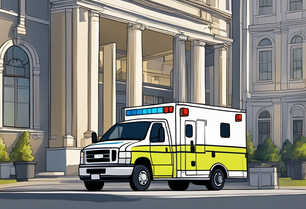 Contratar Ambulância para Evento: Tudo o que Você Precisa Saber 5 Uma ambulância estacionada do lado de fora de um local de evento, com paramédicos à disposição e prontos para fornecer serviços especializados.