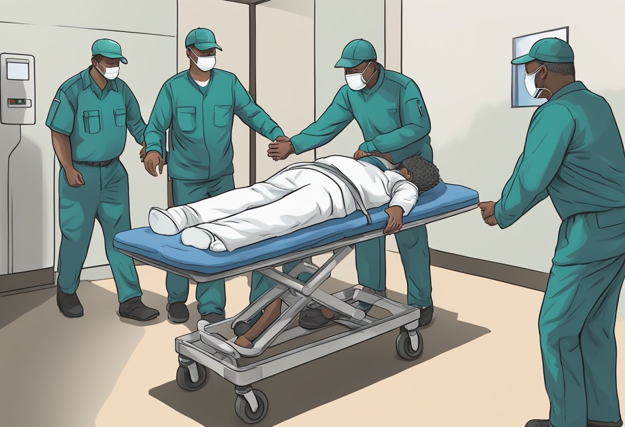 Internação Contra a Vontade: Aspectos Legais e Éticos 6 Uma pessoa sendo levada à força para uma unidade de tratamento por um grupo de indivíduos.