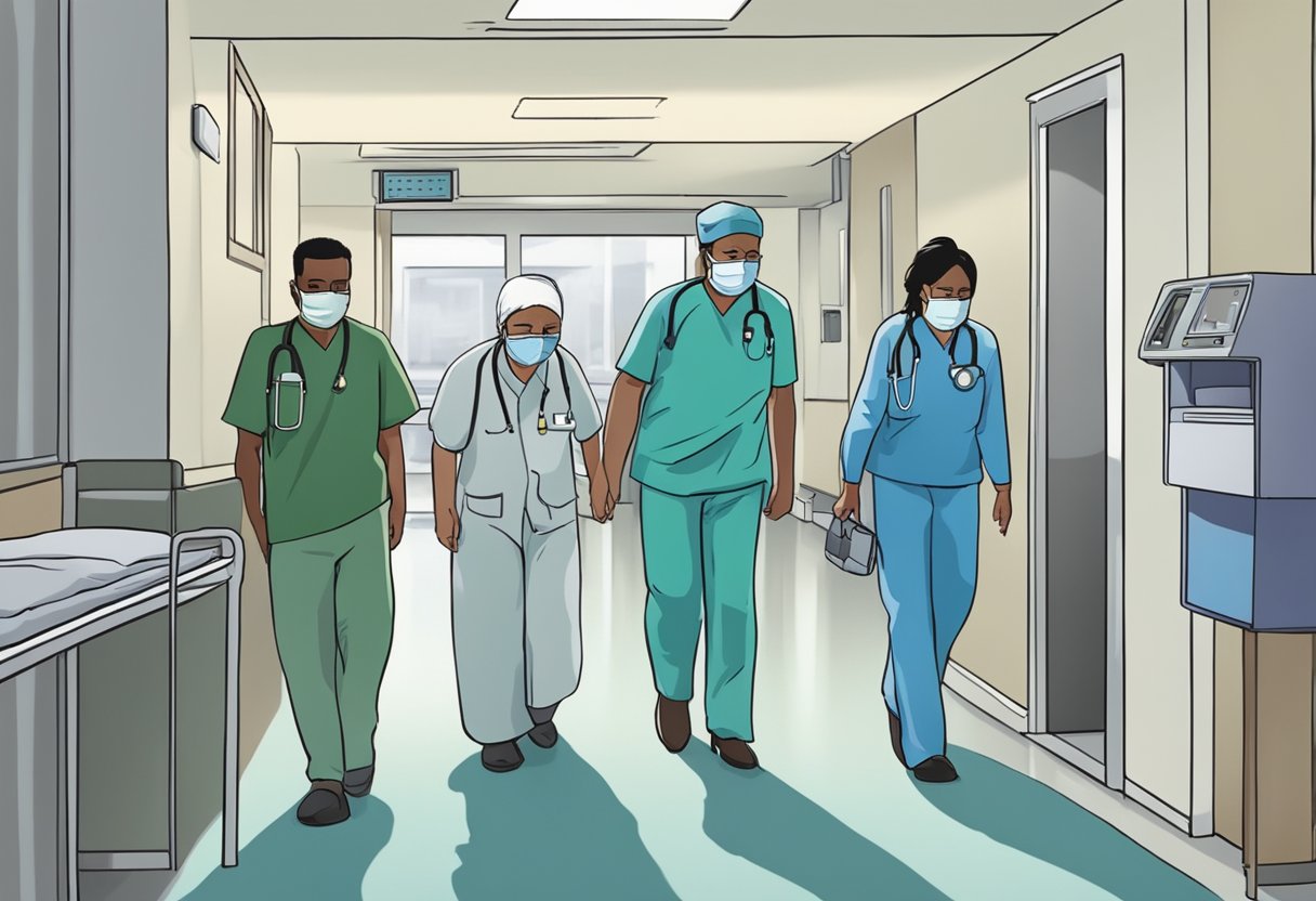 Internar Contra a Vontade: Entendendo os Aspectos Legais e Éticos 1 Uma pessoa sendo escoltada à força para um hospital por dois indivíduos com aparência severa.