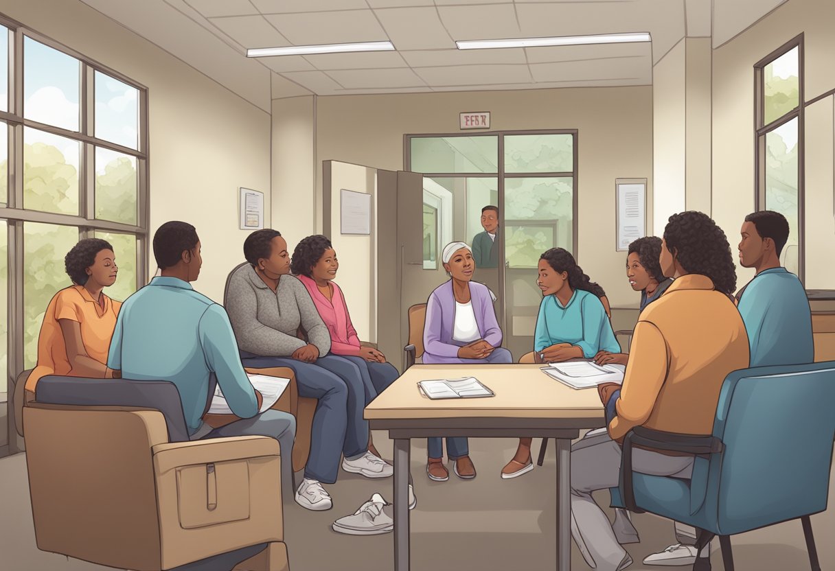 Internar Contra a Vontade: Entendendo os Aspectos Legais e Éticos 5 Uma reunião de família e comunidade com uma pessoa sendo internada involuntariamente em uma instituição