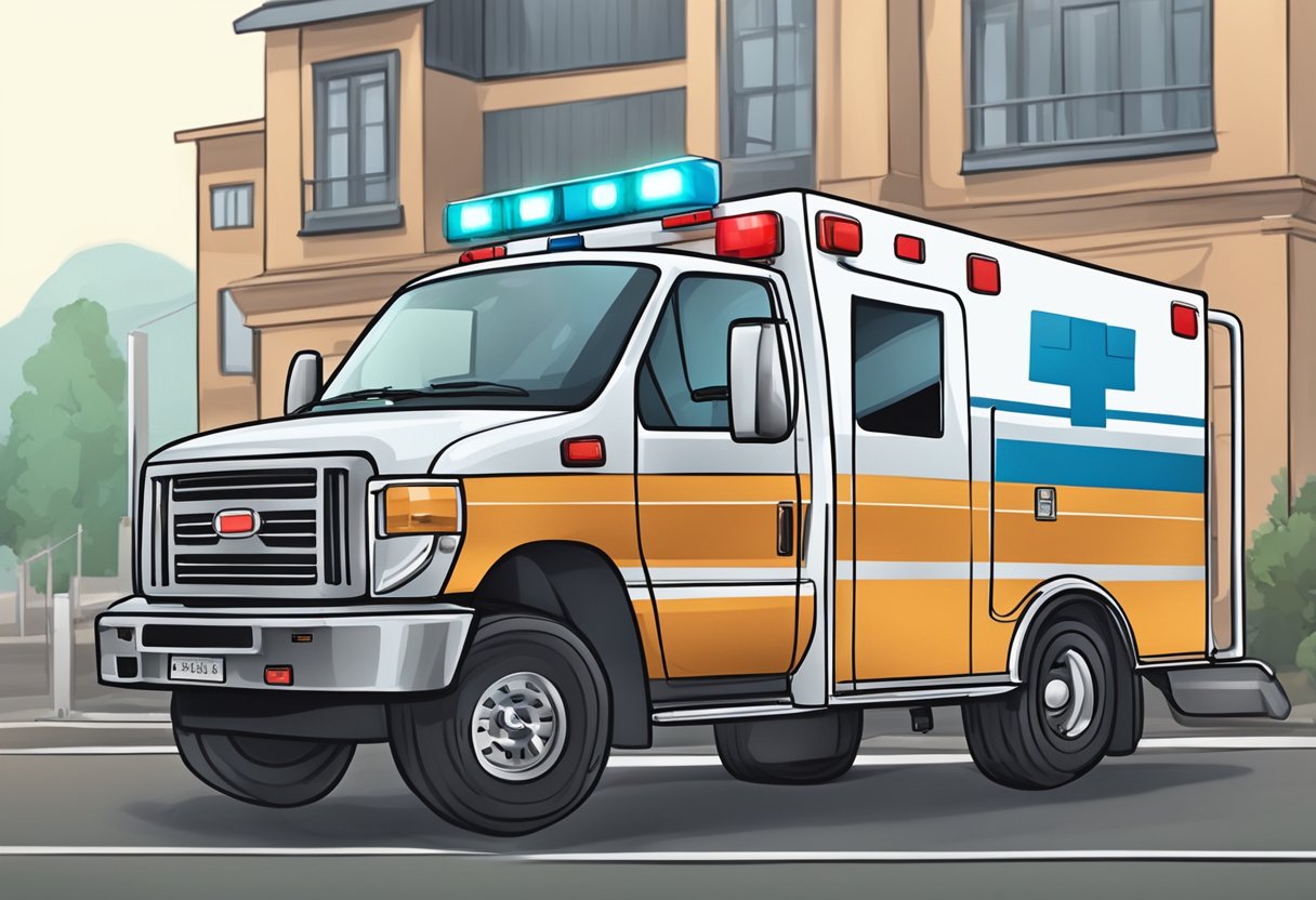 Uma ambulância sendo contratada com recursos e operação em andamento