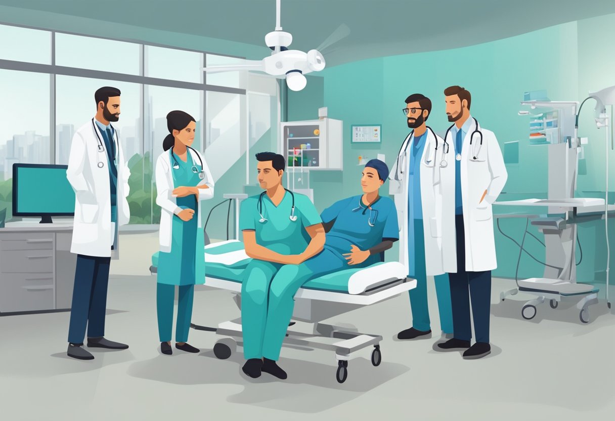 Uma equipe médica em Curitiba atende rapidamente a uma emergência urgente com profissionalismo e compaixão.