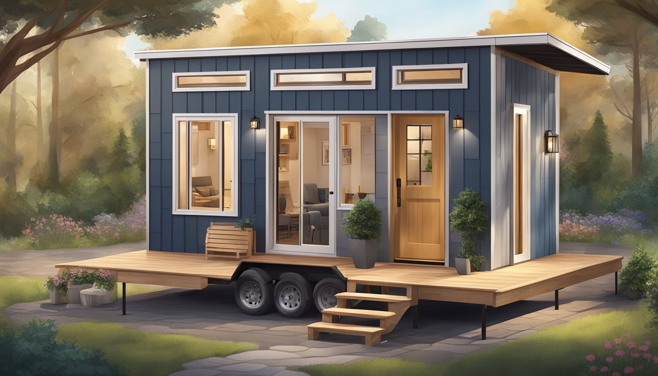 A small, cozy tiny house with a spacious interior and no loft, surrounded by a supportive community network