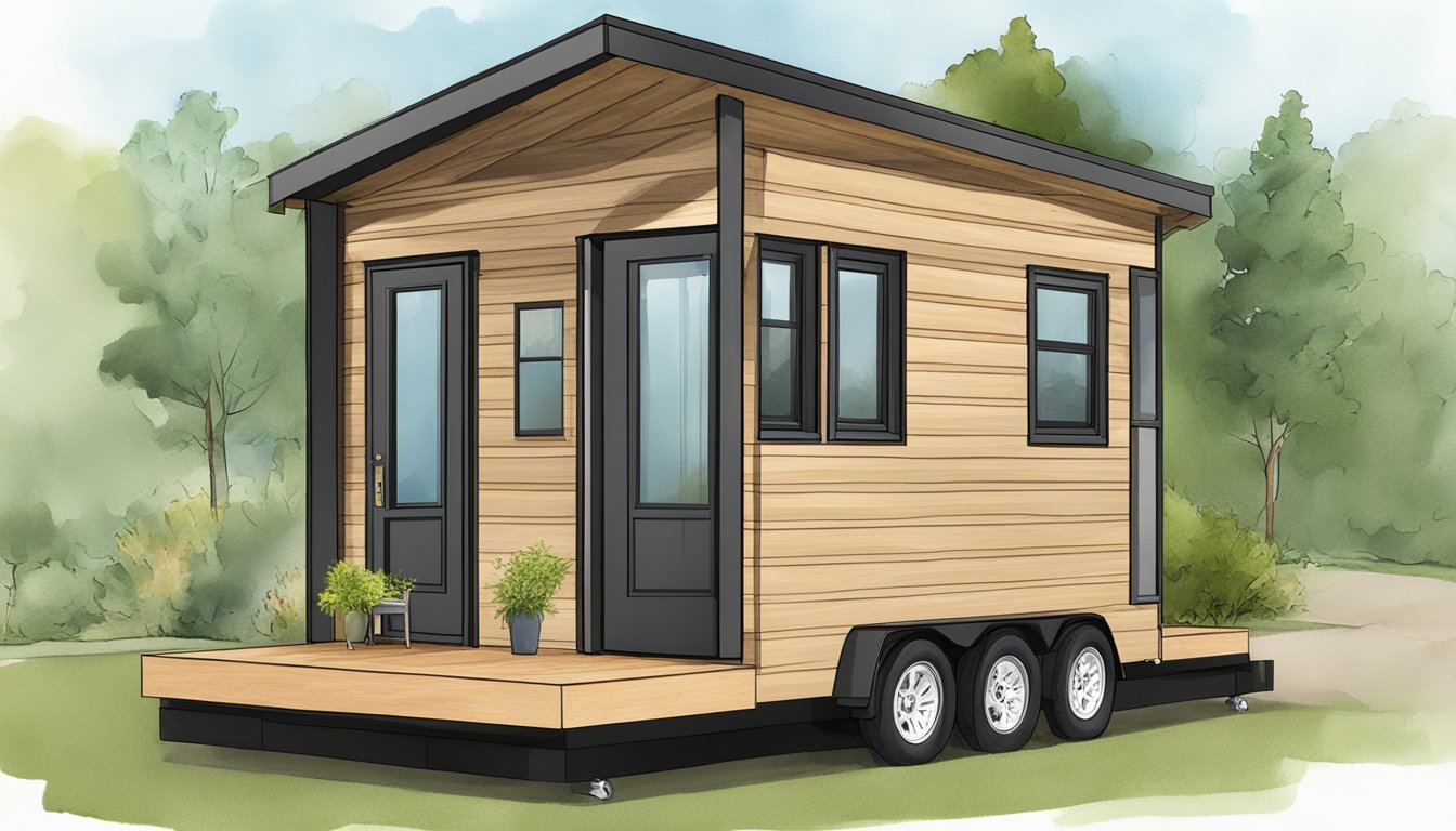 A small tiny house with no bathroom, featuring customizable exterior and interior design options