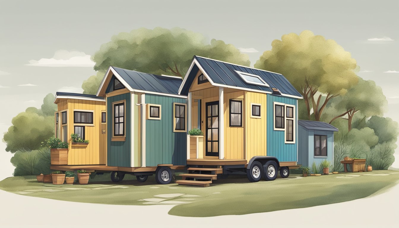 A tiny house and a small house side by side, showcasing the differences in size and design