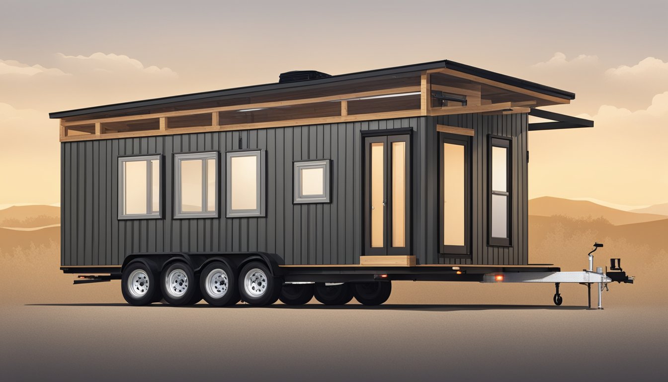 A sturdy, steel-framed tiny house trailer with reinforced joints and thick, weather-resistant flooring, ready for construction