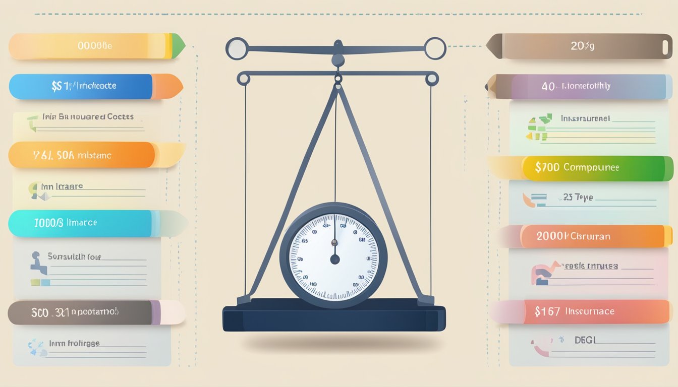 A scale comparing monthly costs of different insurance types