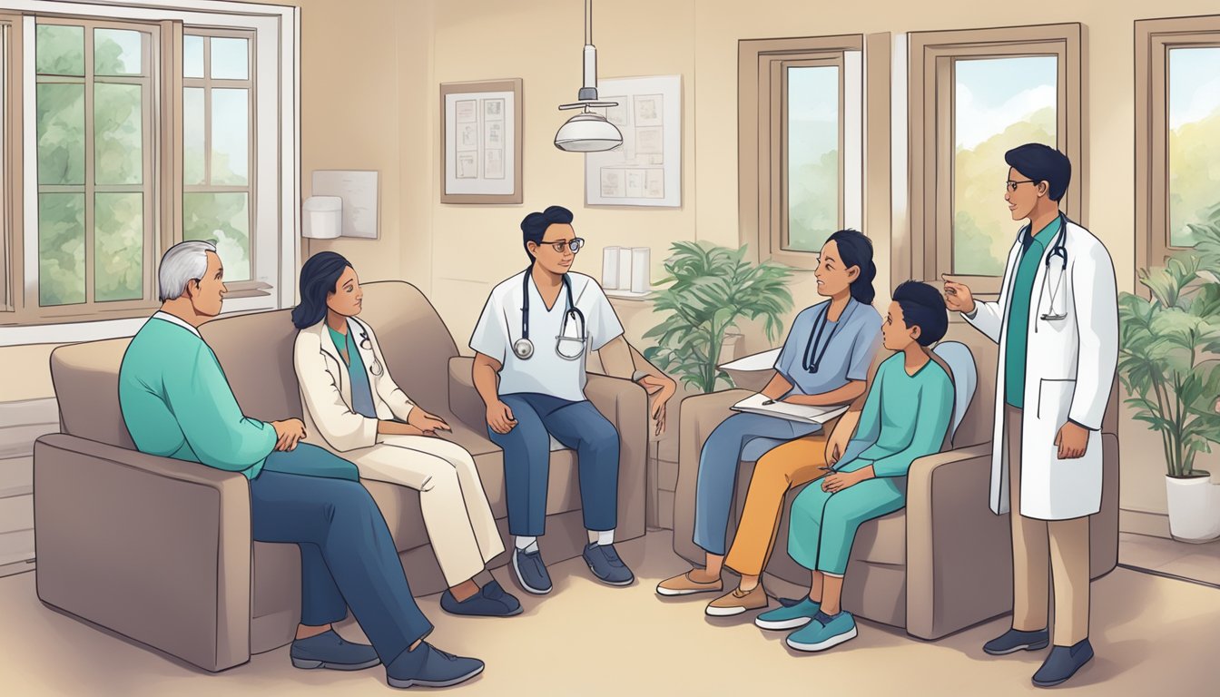 A doctor explaining critical illness coverage to a patient's family