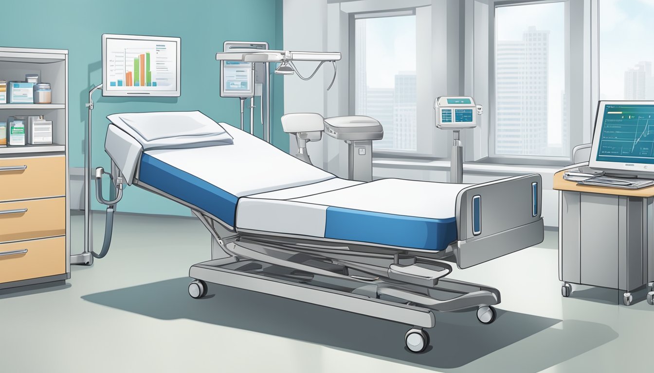 A hospital bed with a chart showing coverage details and benefits for critical illness insurance