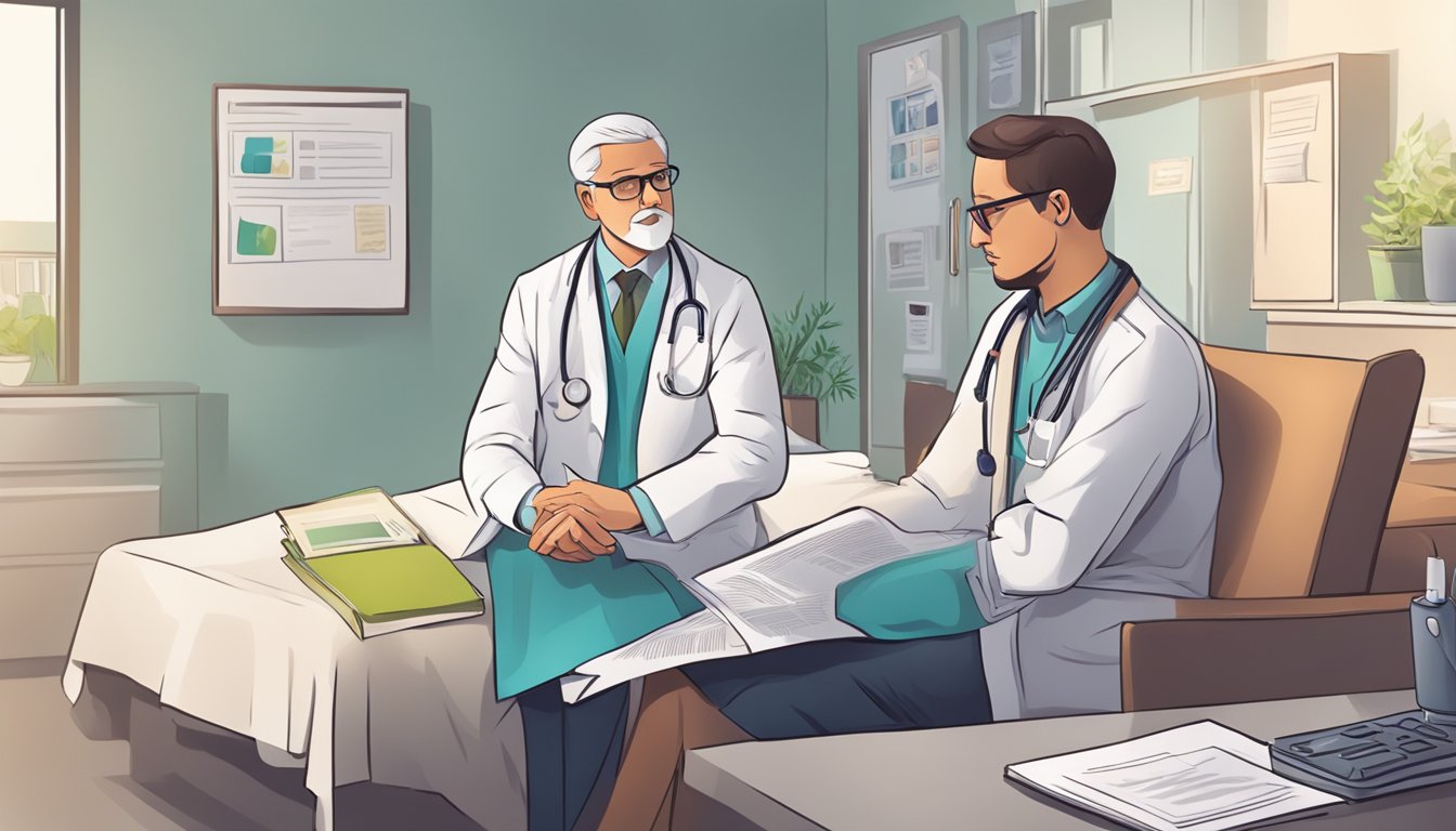 A doctor explaining critical illness coverage to a concerned patient