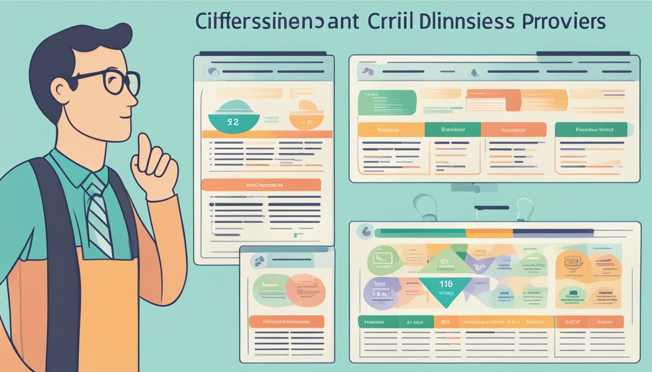 A person comparing prices and benefits of different critical illness cover providers