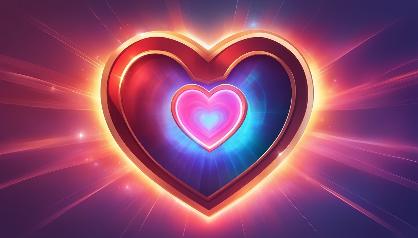 A red heart-shaped shield surrounded by a glowing aura, symbolizing 100k critical illness cover