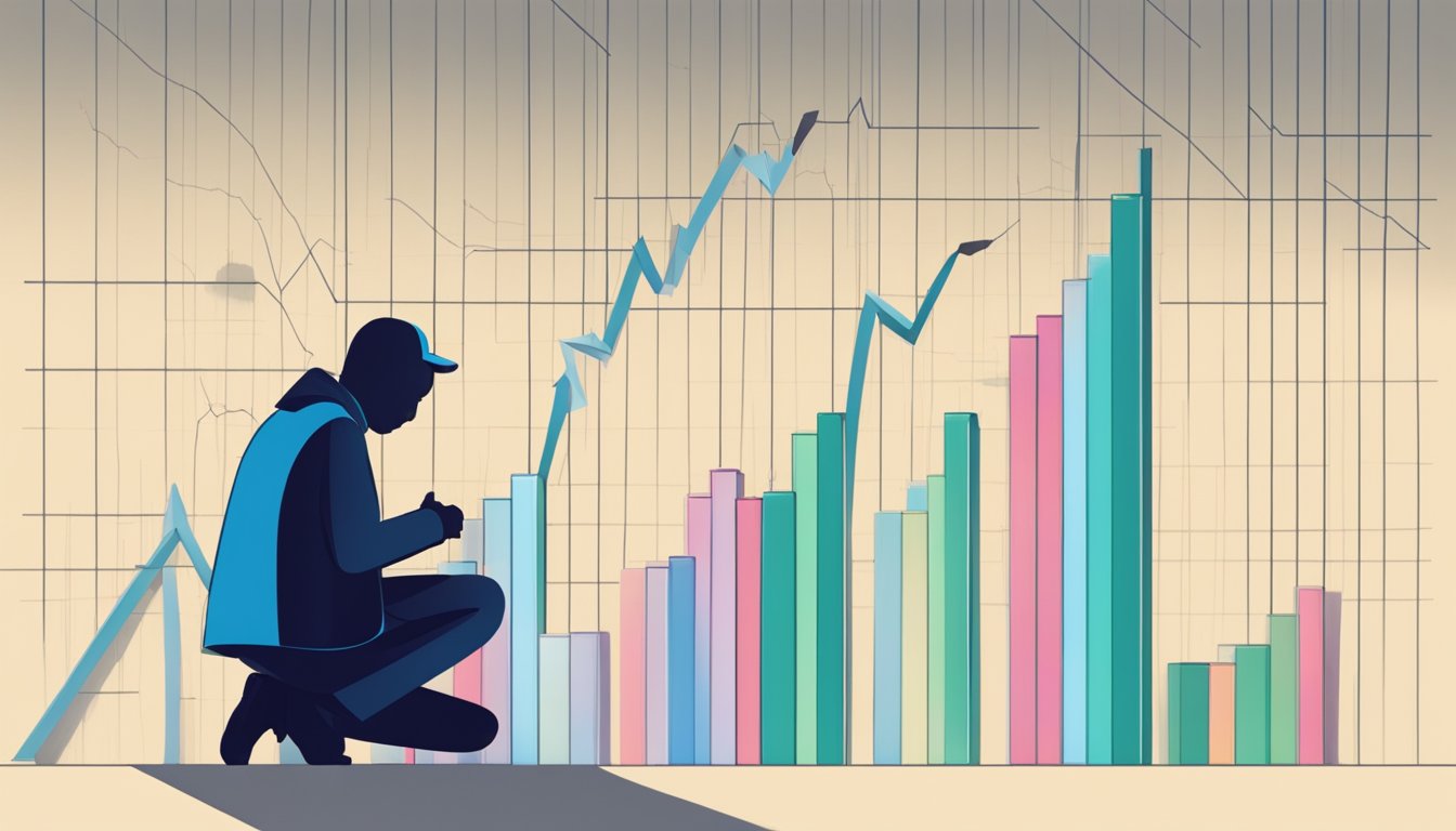 A shadowed figure watches as a line graph steadily declines, representing critical illness decreasing cover