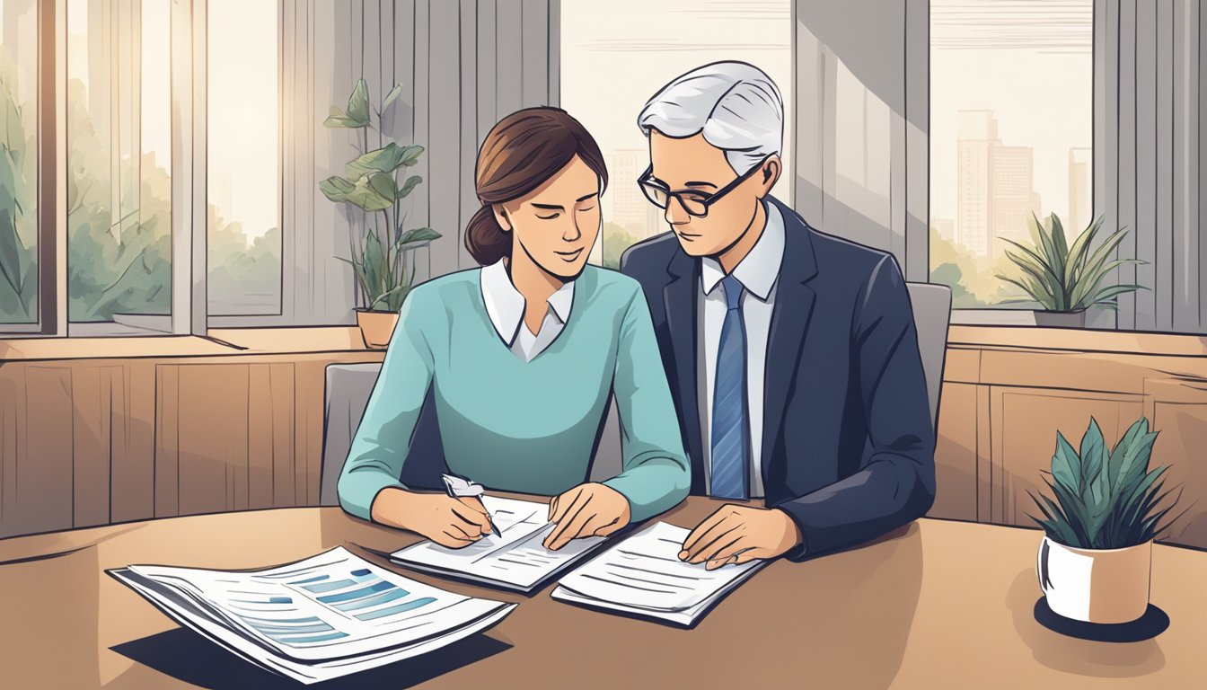 A person meeting with a financial advisor, discussing critical illness cover