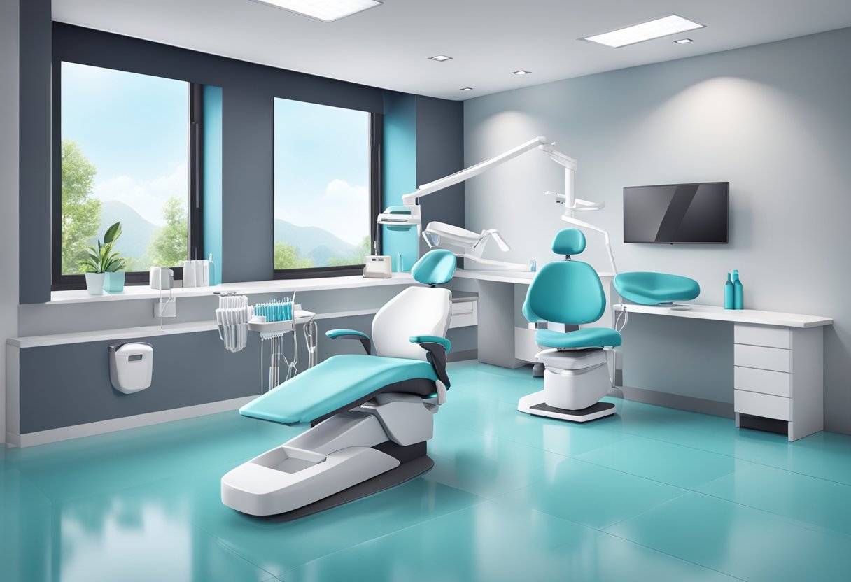 A modern dental office with sleek chairs and state-of-the-art equipment