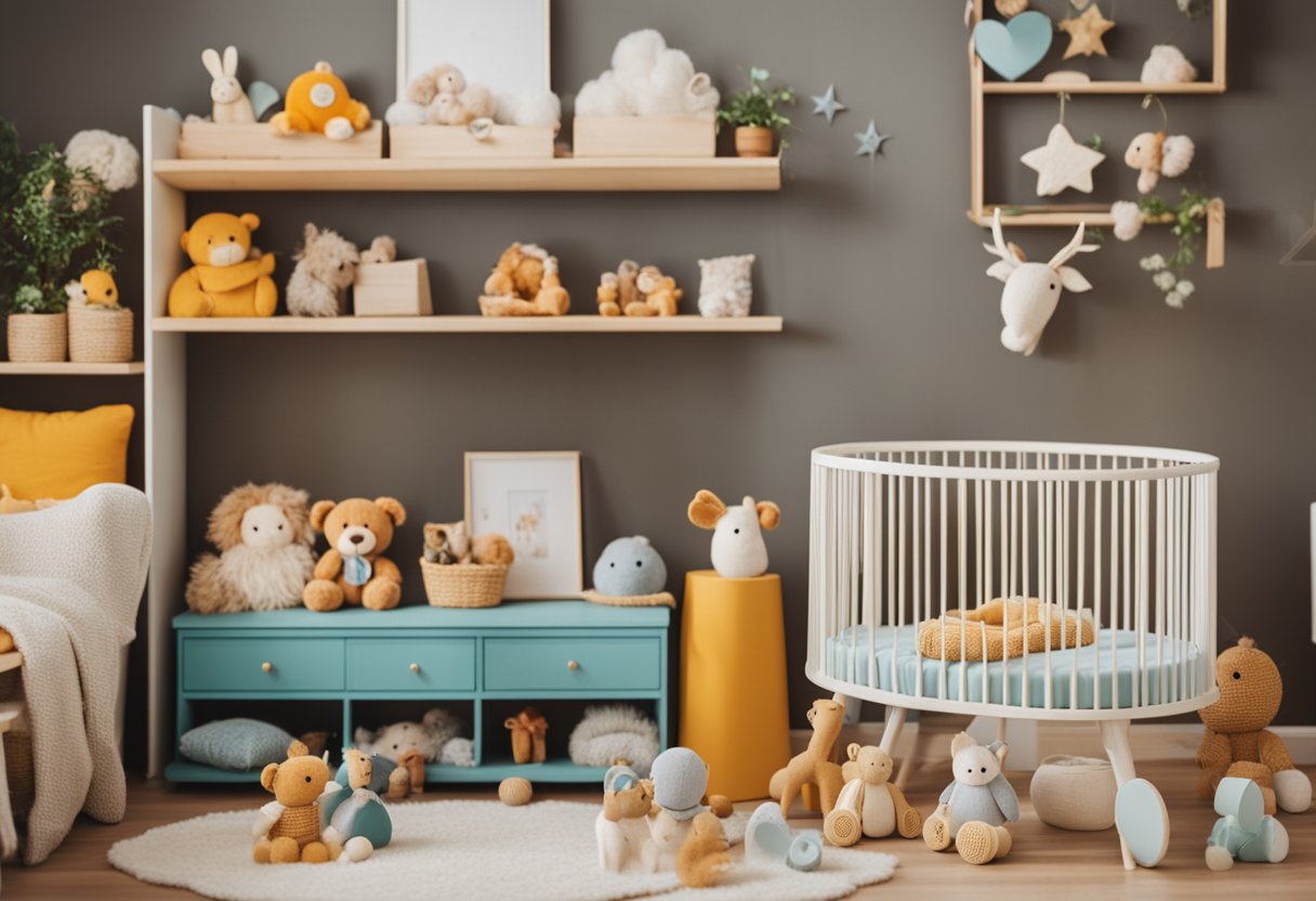 Ein gemütliches, farbenfrohes Kinderzimmer mit handgemachten Dekorationen und Spielzeugen