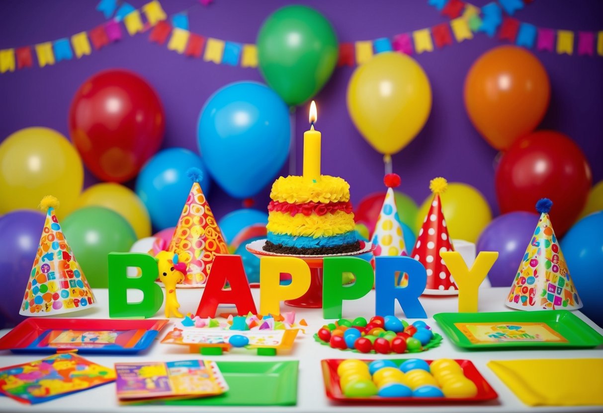 Eine bunte Auswahl an Partyspielen und Dekorationen für Kindergeburtstage