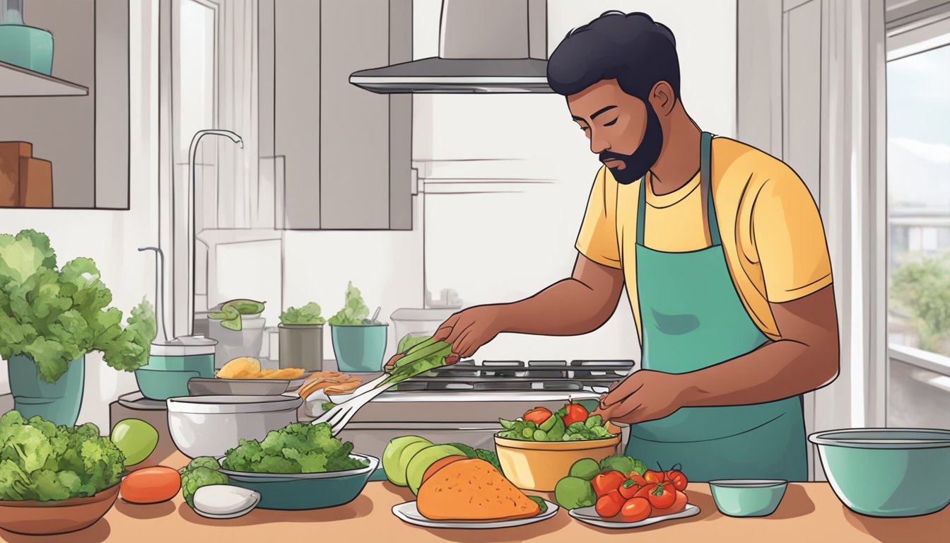 A person preparing keto-friendly meals while avoiding spicy and acidic foods due to stomach ulcers