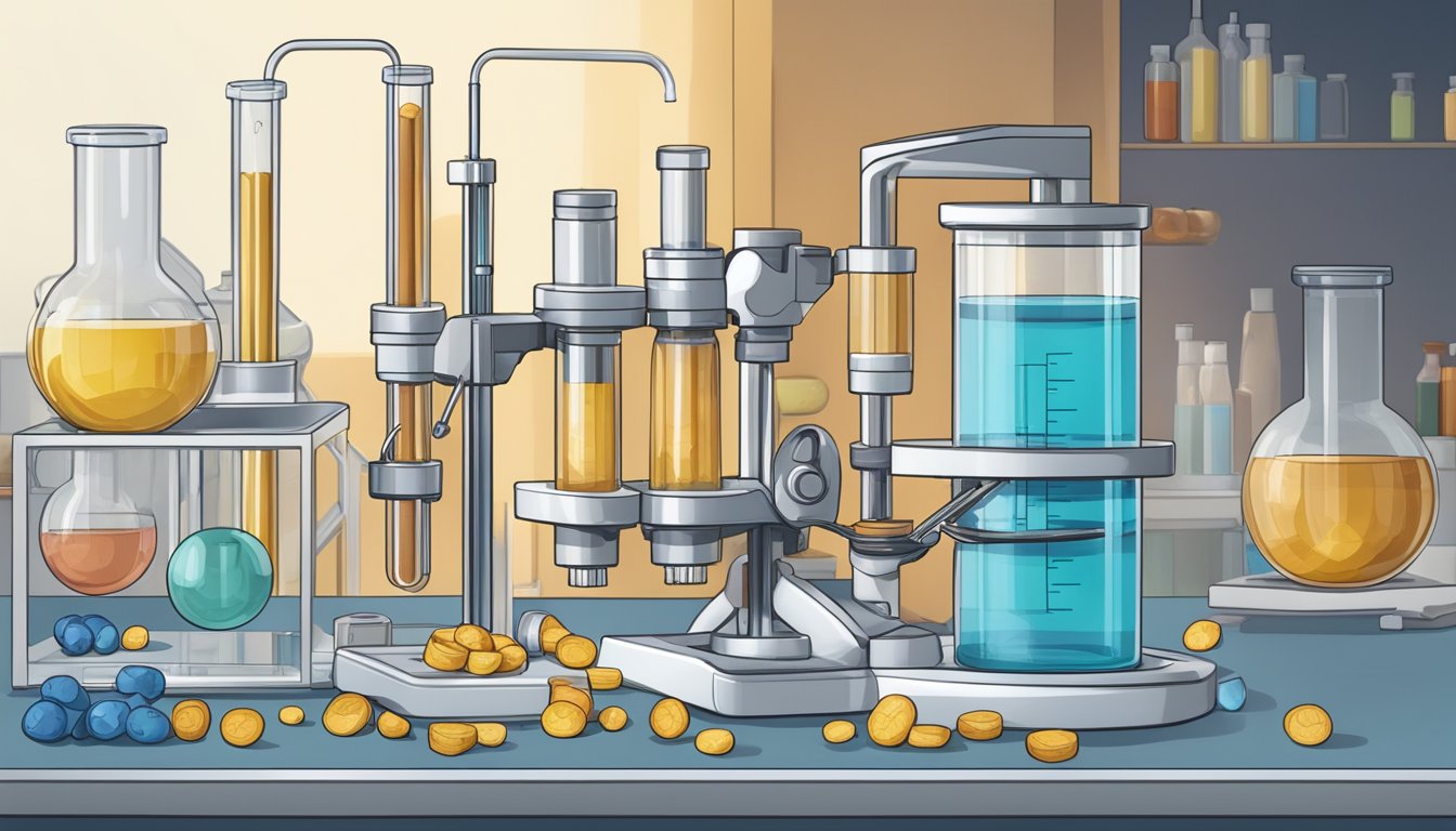 A laboratory setting with a microscope and test tubes, showcasing the link between the keto diet and mitochondrial function in relation to sarcopenia