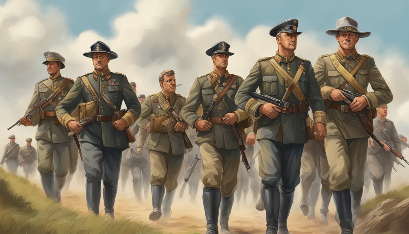 A group of German Texan military heroes leading troops into battle