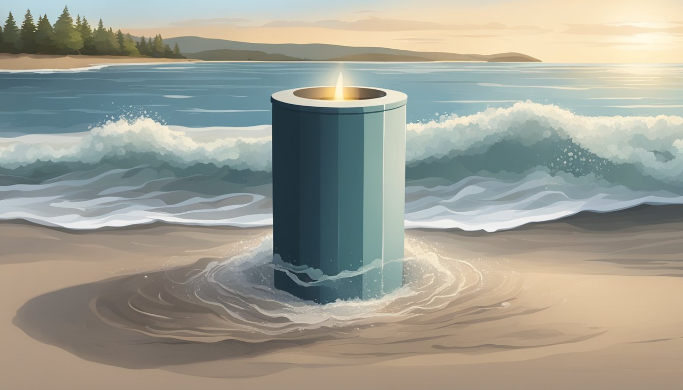 Ashes are carefully placed into a biodegradable urn. The urn is then lowered into the water, where it slowly dissolves, releasing the ashes into the sea