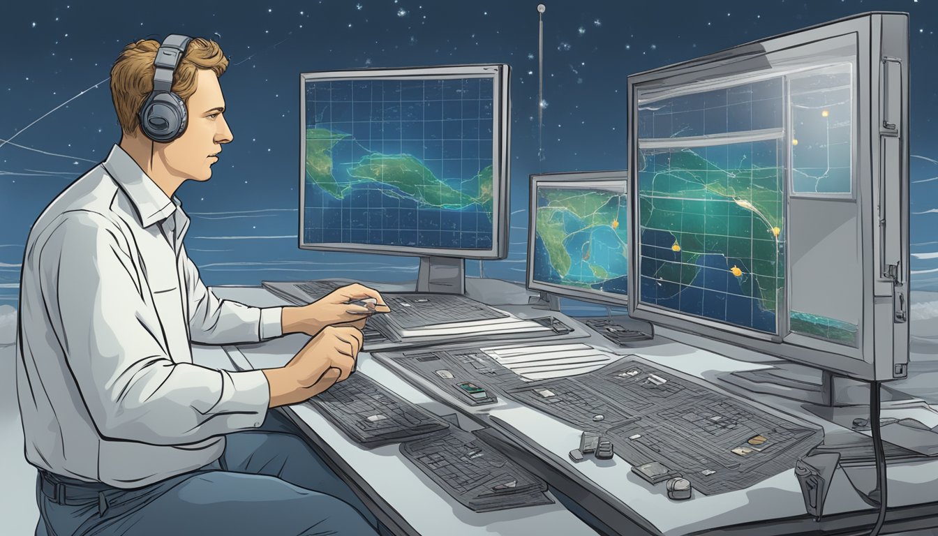 A meteorologist analyzing data from satellites and radar to predict weather for a water burial ceremony