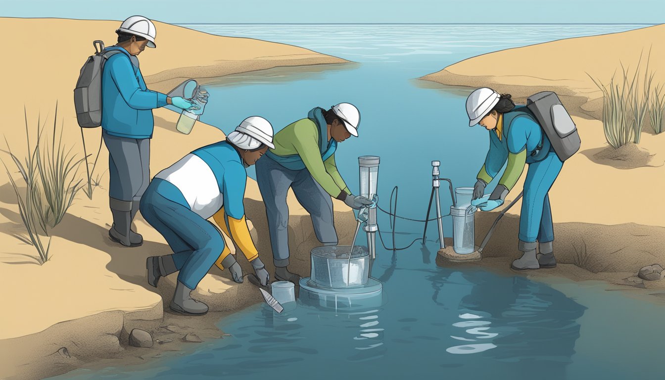 A group of oceanographers collect water samples and data from a burial site, monitoring the long-term effects of climate variables on water burials