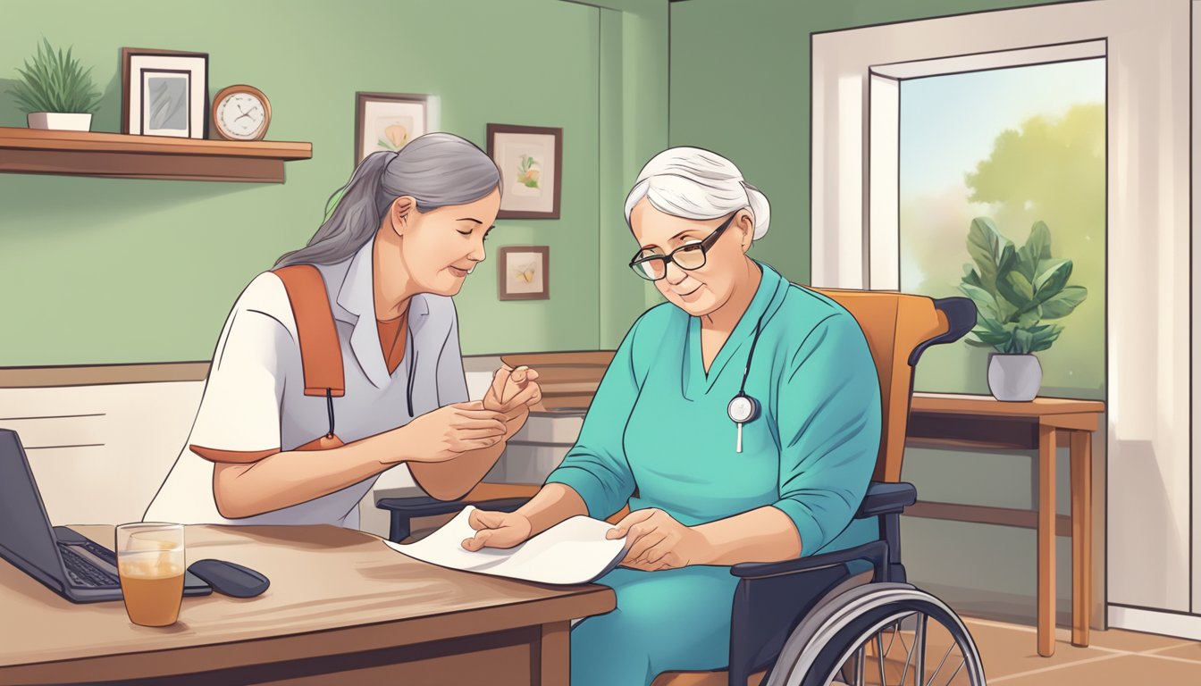 A home care nurse assists a stroke survivor with daily exercises and activities, while providing emotional support and guidance