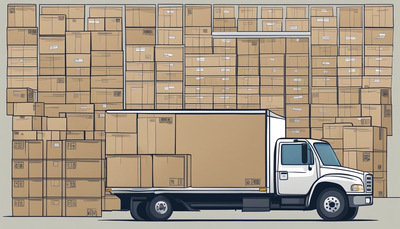 A moving truck filled with carefully labeled boxes, furniture wrapped in protective coverings, and a detailed inventory list taped to the wall