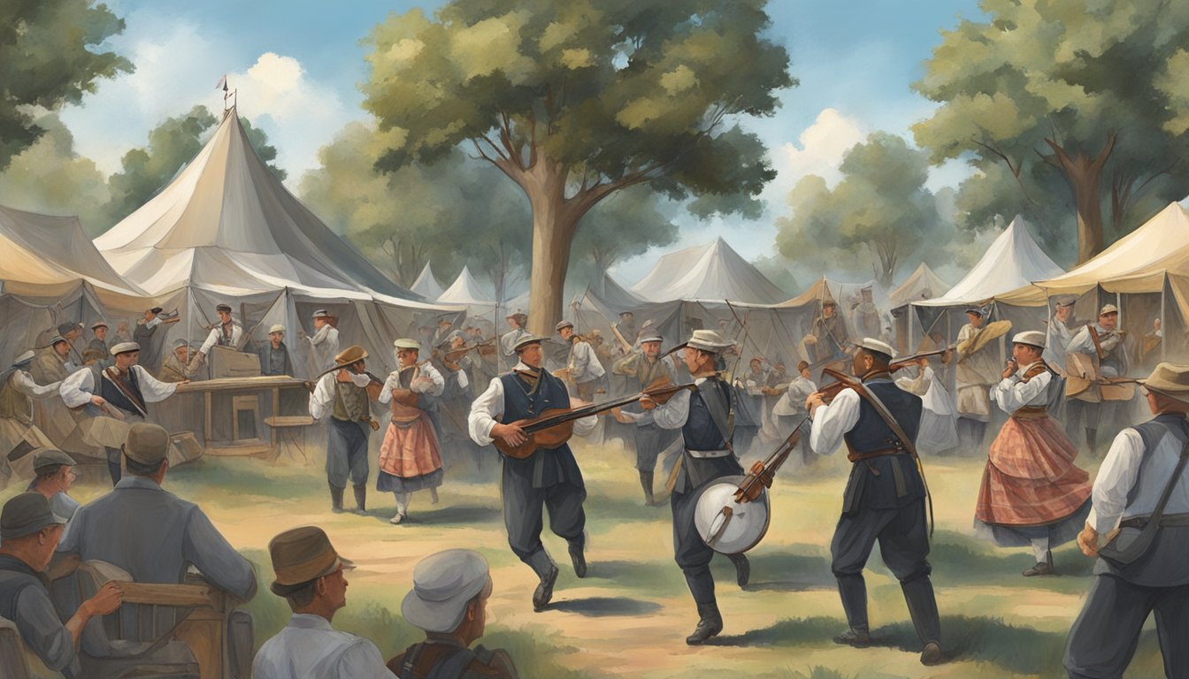 A German heritage festival in Texas disrupted by war, with traditional music and dance overshadowed by images of conflict and loss