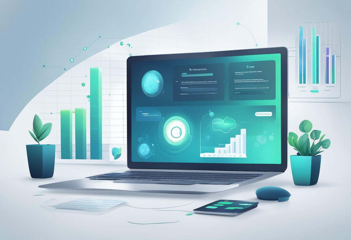 A futuristic loan origination process with Nexys technology, featuring sleek interfaces and advanced data analysis