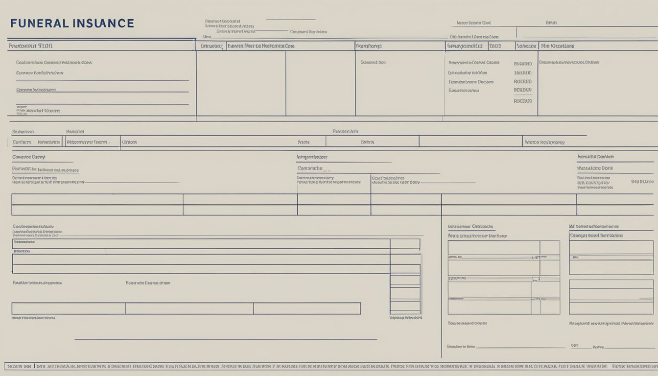 A blank funeral home insurance assignment form with financial transactions and payment details