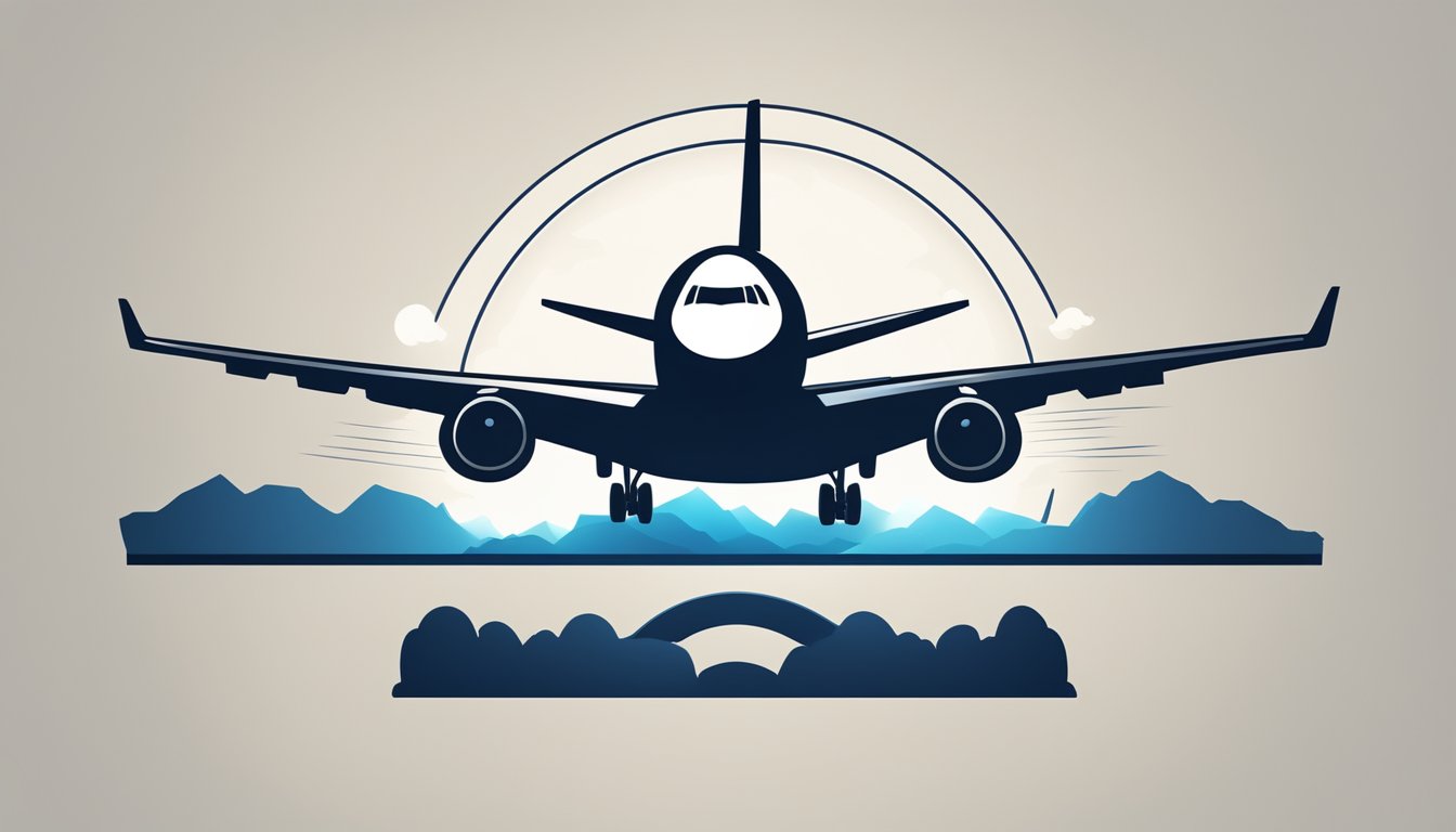 Airlines logo with a silhouette of a plane and a tombstone, surrounded by a glowing halo of frequent flyer miles