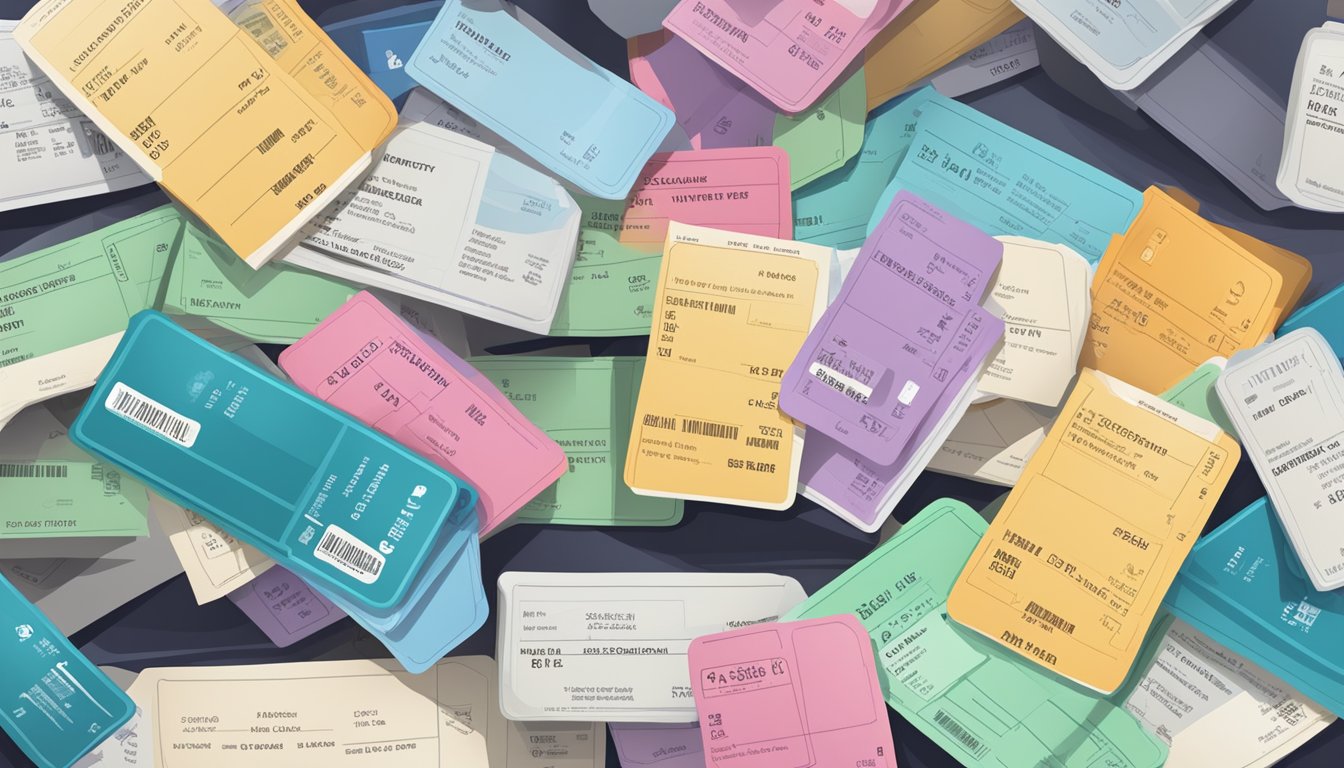 A stack of canceled flight tickets and hotel reservations, with a somber atmosphere