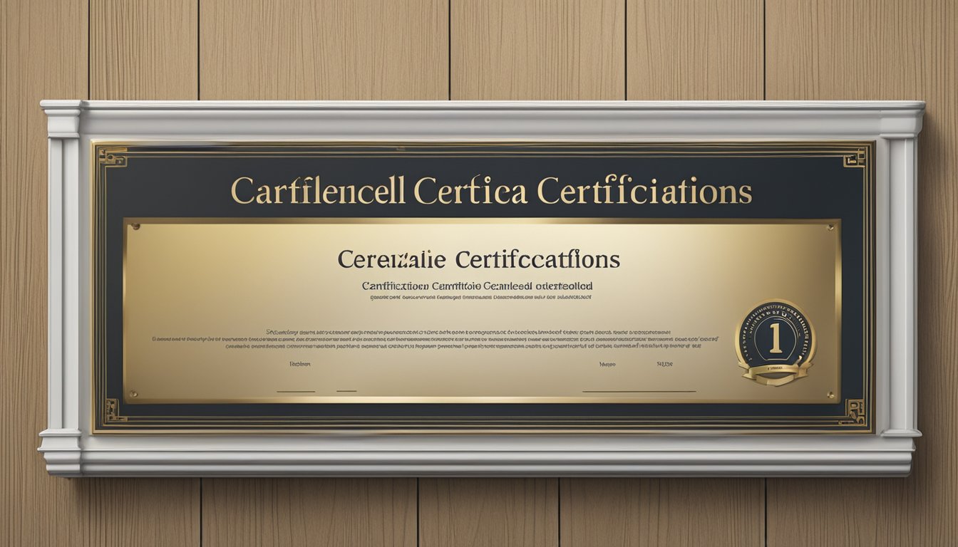 A certification plaque being removed from a wall and placed in a box labeled "Cancelled Certifications."