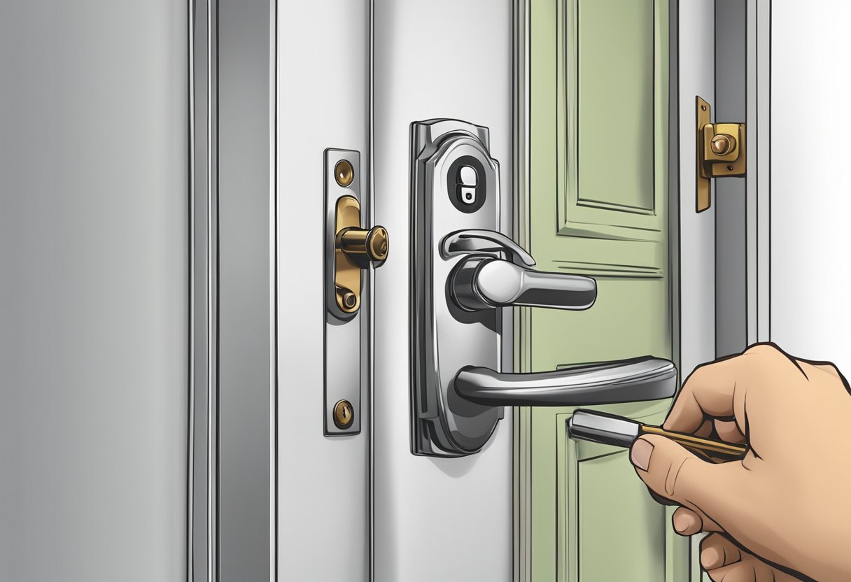 A locksmith swiftly installs a new lock on a door in Brighton