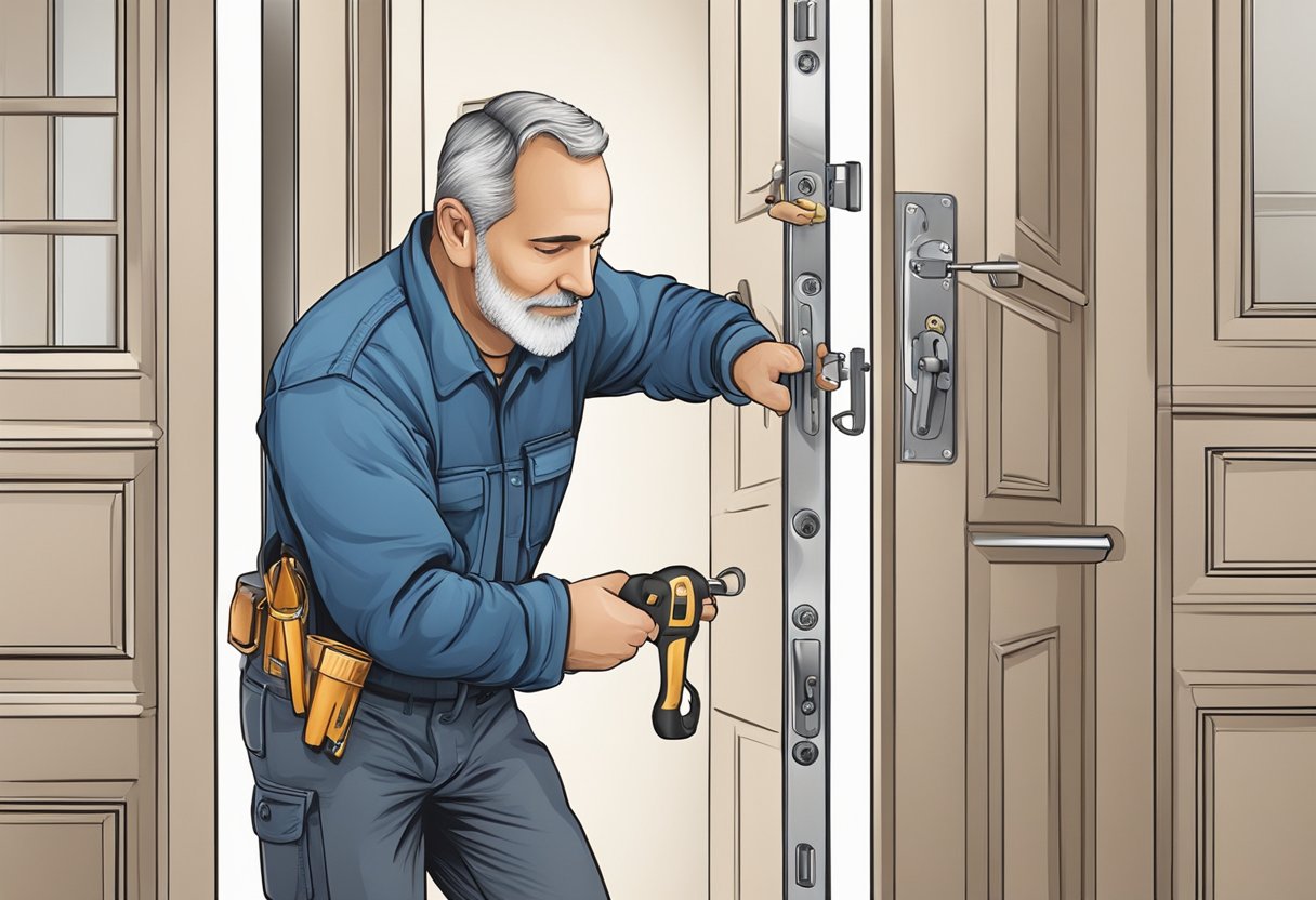 A locksmith unlocking a door with a set of professional tools