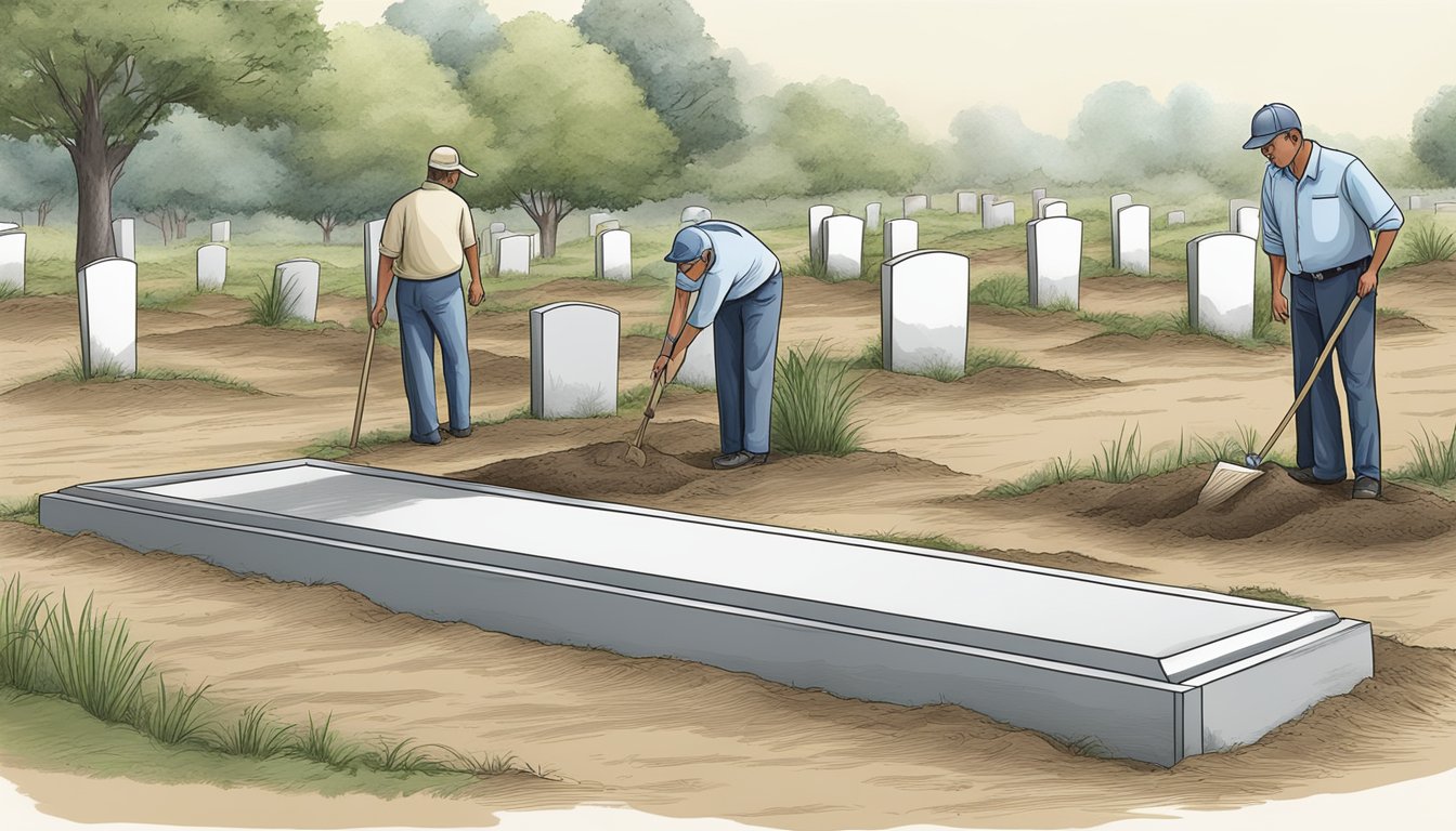 A burial plot being selected by a burial plot digger