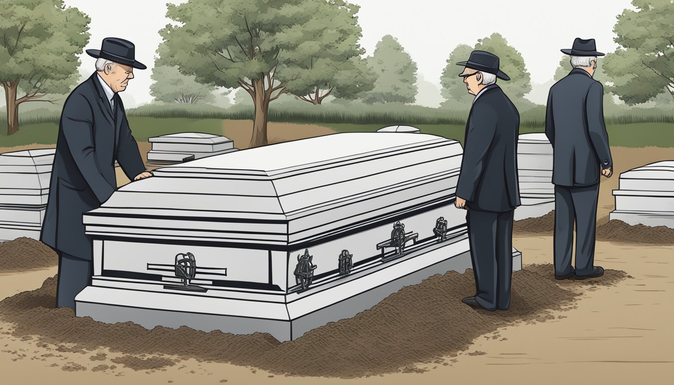 A burial plot digger working with funeral directors