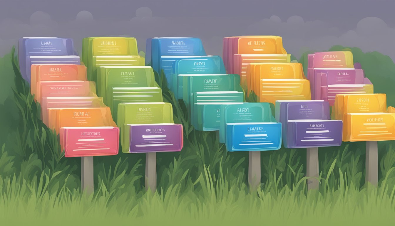 Colorful burial plot tabs arranged in a neat row, with each tab labeled to enhance the learning experience