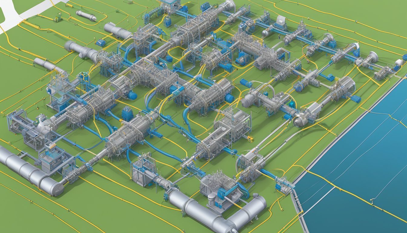 A network of buried valves is strategically plotted for optimal operation and efficiency