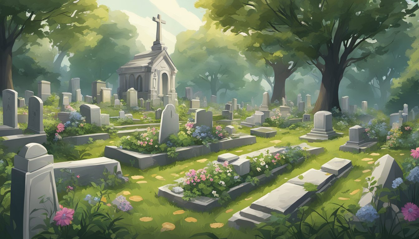 An overgrown cemetery plot with scattered trivia and special content items