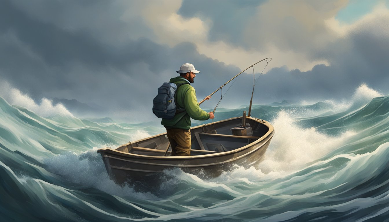 A fisher navigating rough waters while facing threats and challenges